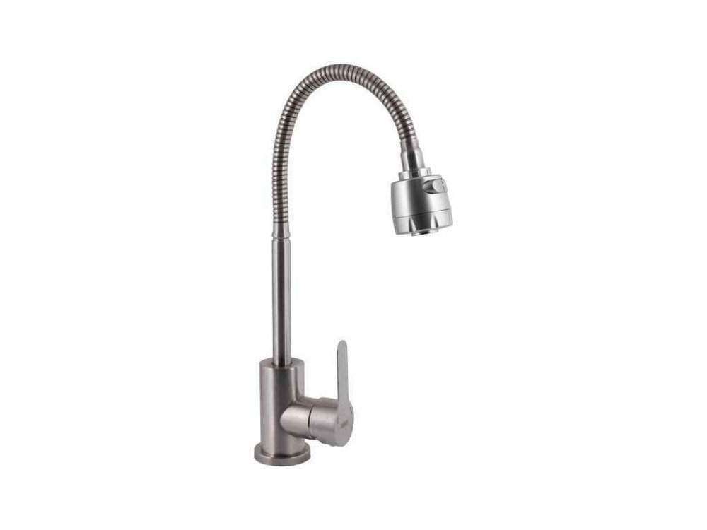Смеситель на раковину серый Pure 015F41 (k35) с гибким изливом BRIPUR015F41NKL ТМ Brinex Киев - изображение 1
