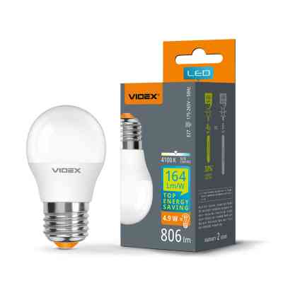 Лампочка Videx LED G45h 4.9W E27 4100K (VL-G45h-49274) Винница