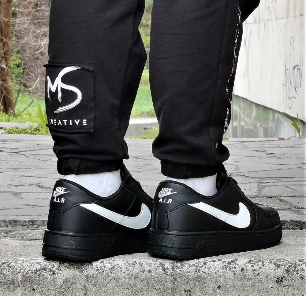 Кроссовки Nike Force Черные Мужские Кожаные Найк Форсы (размеры: 41,42,43,44,45) Видео Обзор Днепр - изображение 5