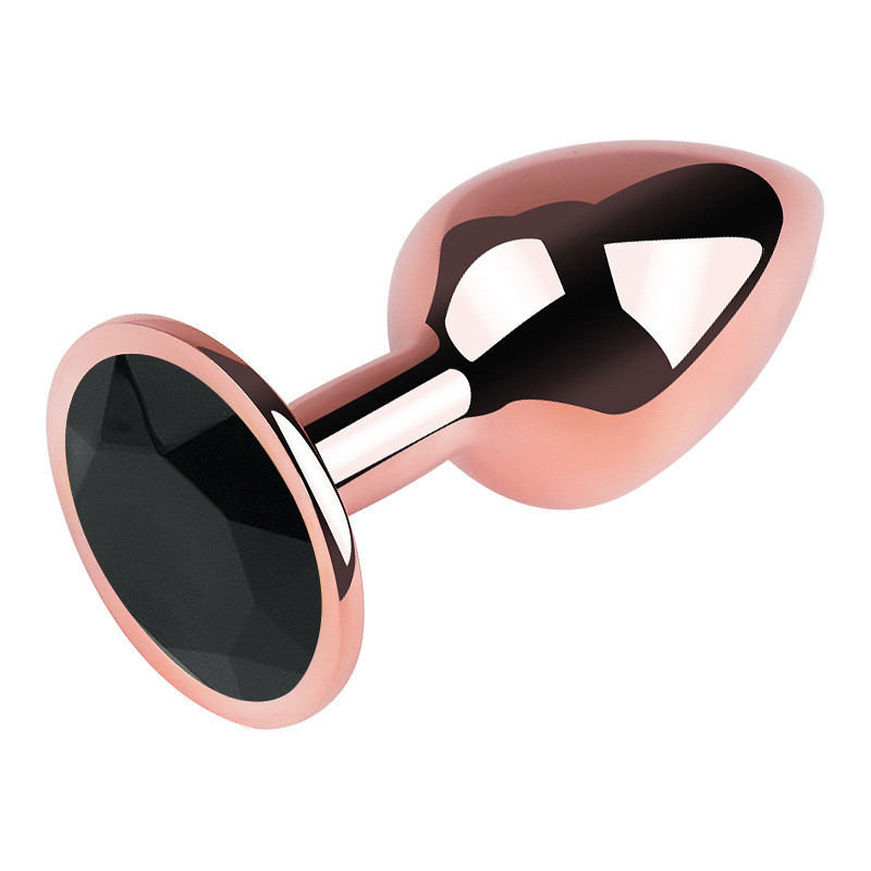 Анальна пробка з кристалом EGZO - Rose Gold Round Plug Black size M Sex Aura Київ - фото 3