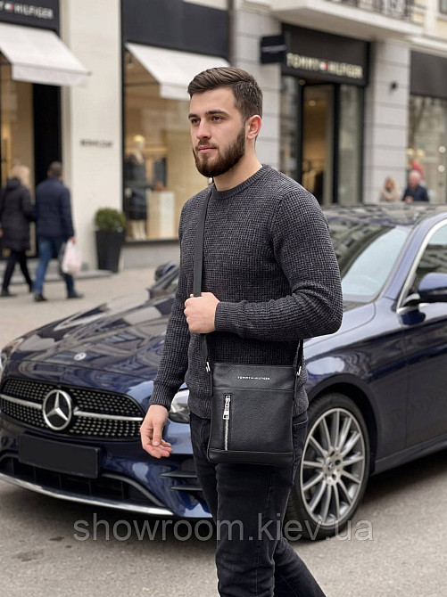 Чоловіча брендова барсетка, планшетка Tommy (0613) чорна Київ - фото 6