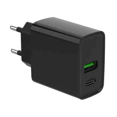 Зарядний пристрій Gembird 1xUSB-A + 1 Type-C (PD20Вт + QC3.0 18Вт) black (TA-UC-PDQC20-01-BK) Вінниця