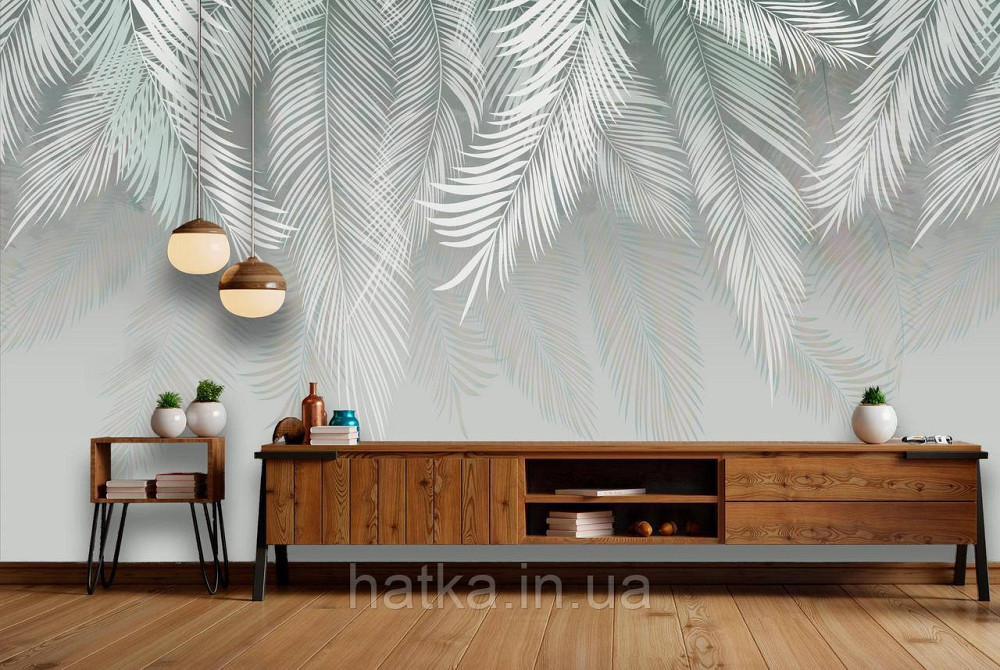 Шпалери вінілові на флізелін великі листя гілки Київ - фото 1