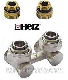 Угловой узел Herz нижнего подключения с переходниками 3/4