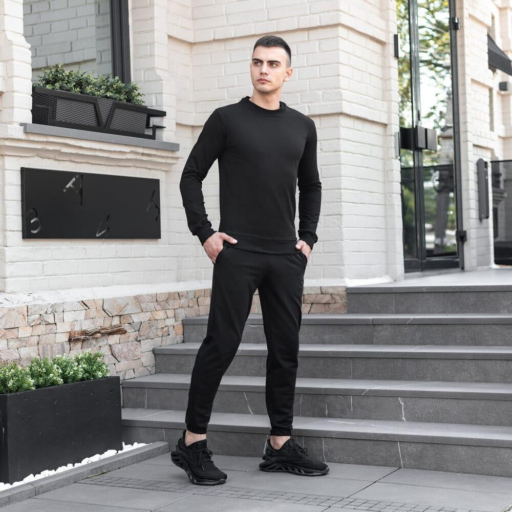 Світшот чоловічий однотонний чорний Pobedov 001 Київ - фото 7