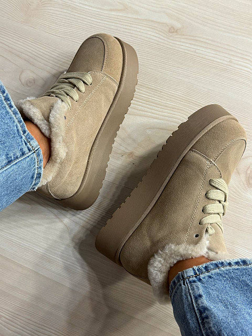 Ботинки женские Hengji 278-5 натуральная замша в стиле угги утепленные короткие бежевые, 40, 25 см Киев - изображение 7