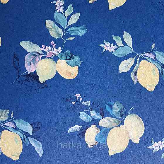 Шпалери вінілові на флізелін 0.53х10.05 Rasch Textil Petite Fleur 5 лимони жовті зелене на темно синьому Київ