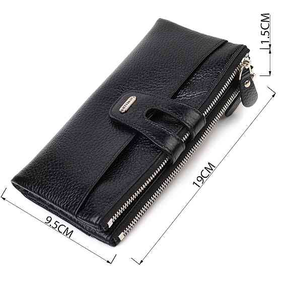 Классический женский кошелек с удобным функционалом из натуральной кожи CANPELLINI 21717 Черный Киев