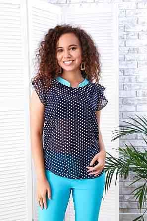 Жіночий брючний костюм «Трініті» оптом | Норма | Розпродаж моделі Блакитний, 46 Київ