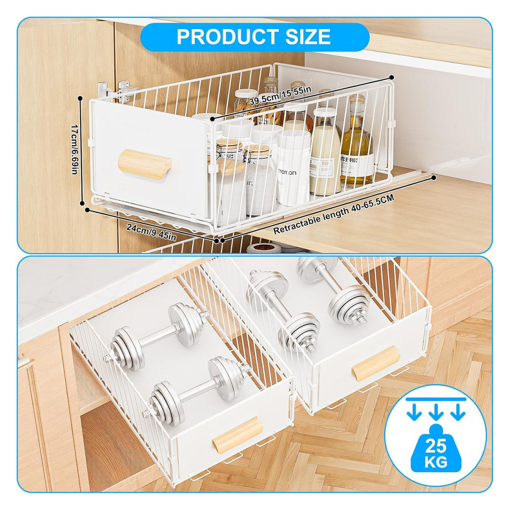 Выдвижной ящик Diealles Extendable Telescopic 24x40x17 см белый Без сверления Киев - изображение 4