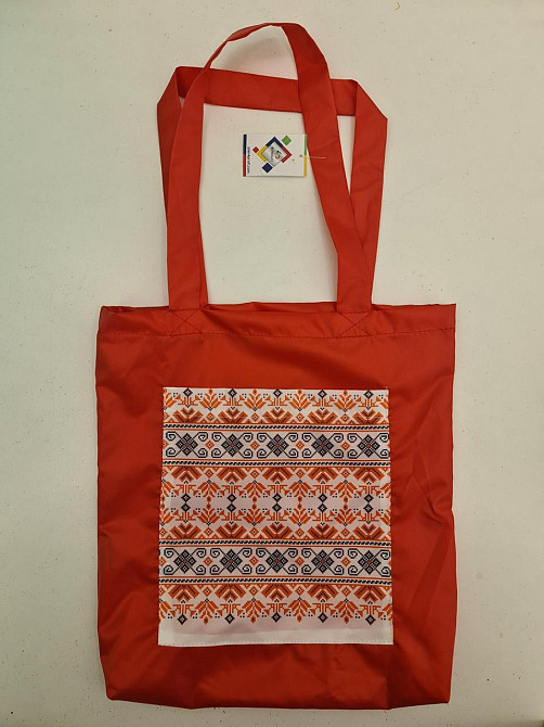 Сумка з кишенею "Вишиванка" 01 40х35 см ручка 60 см червона горизонтальна (1 шт.) Харків - фото 3