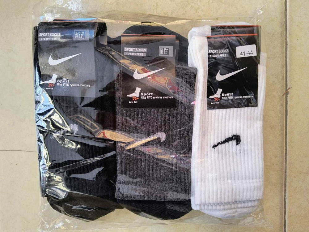 Женские носки брендовые высокие в наборе по 3 шт в уп (Черный, Белый, Серый)  Nike 3 36-40 Киев - изображение 1