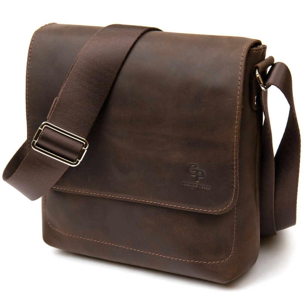 Мужская сумка-мессенджер Коричневый (GRANDE PELLE) Киев - изображение 5
