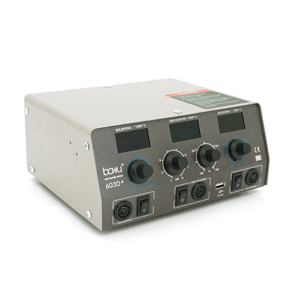 Паяльная станция BAKKU BA-603D+ цифровая индикация, фен, два паяльника (370*280*160) 4.35 кг Киев - изображение 3