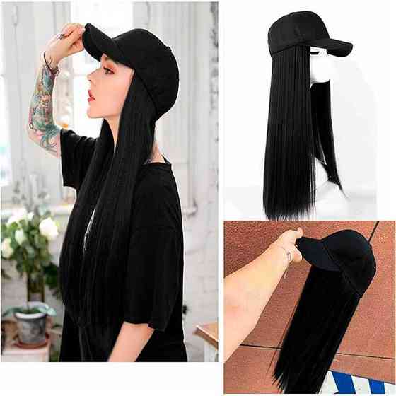 Перука кепка з волоссям 60 см Брюнетка Вінниця