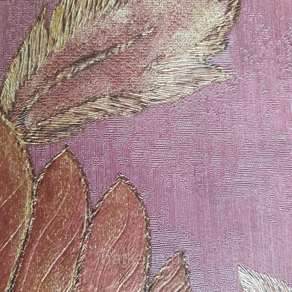 Шпалери метрові вінілові на флізелін 24 Carati Cristiana Masi листя великі структурні бордові з золотом Київ - фото 2