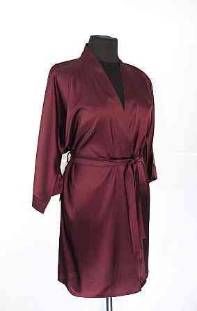 Халат женский шелковый под пояс длина 90см Бордовый 3XL/4XL Харьков