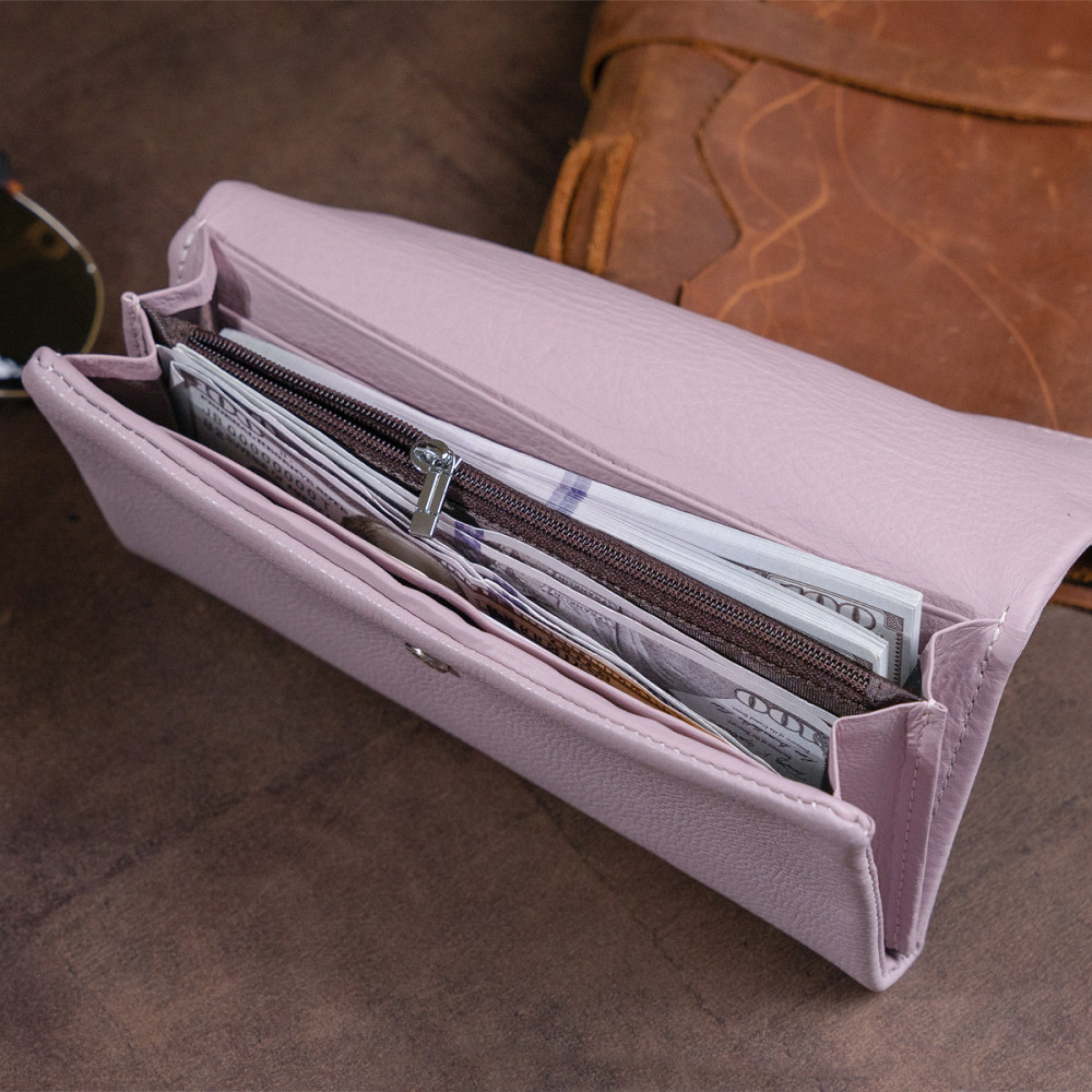 Клатч конверт з кишенею для мобільного шкіряний жіночий Ліловий (ST Leather) Київ - фото 4