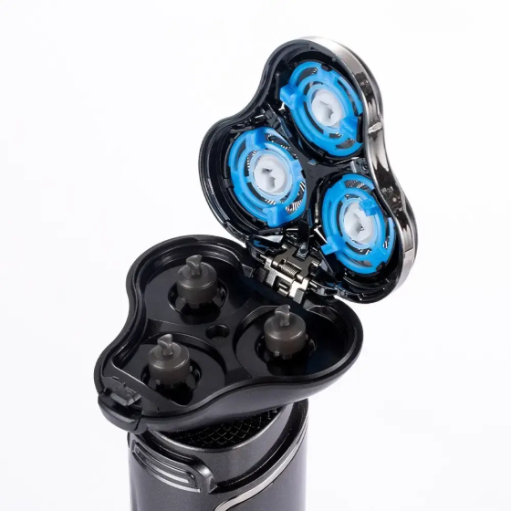 Электробритва RAF R11203 аккумуляторная с тремя головками, сухое бритье, триммер, черная, USB зарядка Одесса