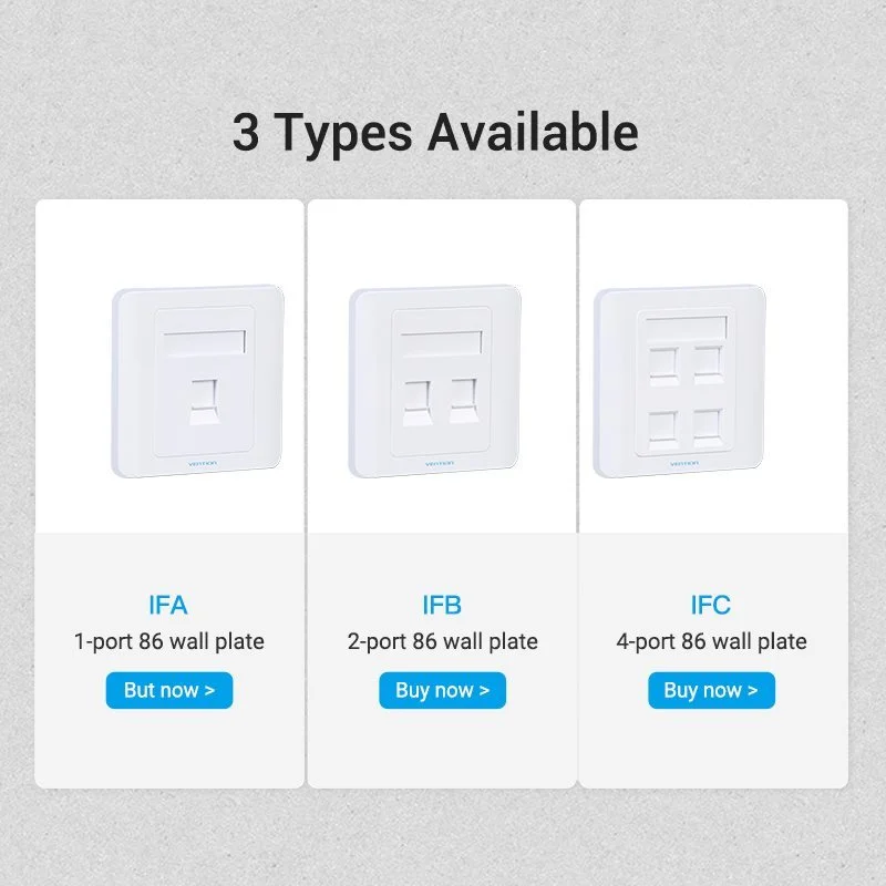 Мережева розетка Vention 1 Port keystone Jack Wall Plate White 86 Type (IFAW0) Київ - фото 10