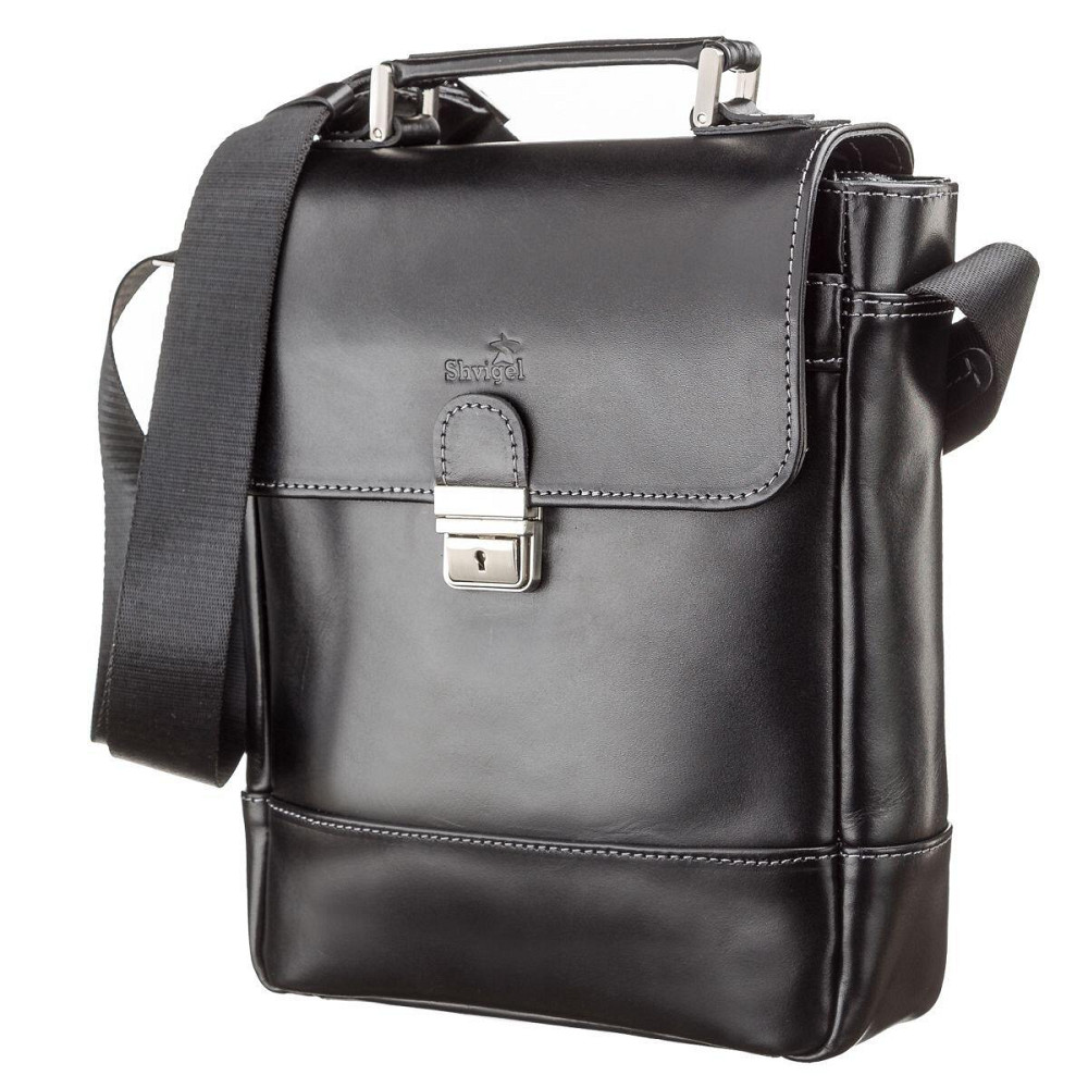 Сумка мужская SHVIGEL 11118 кожаная Черная Киев - изображение 1