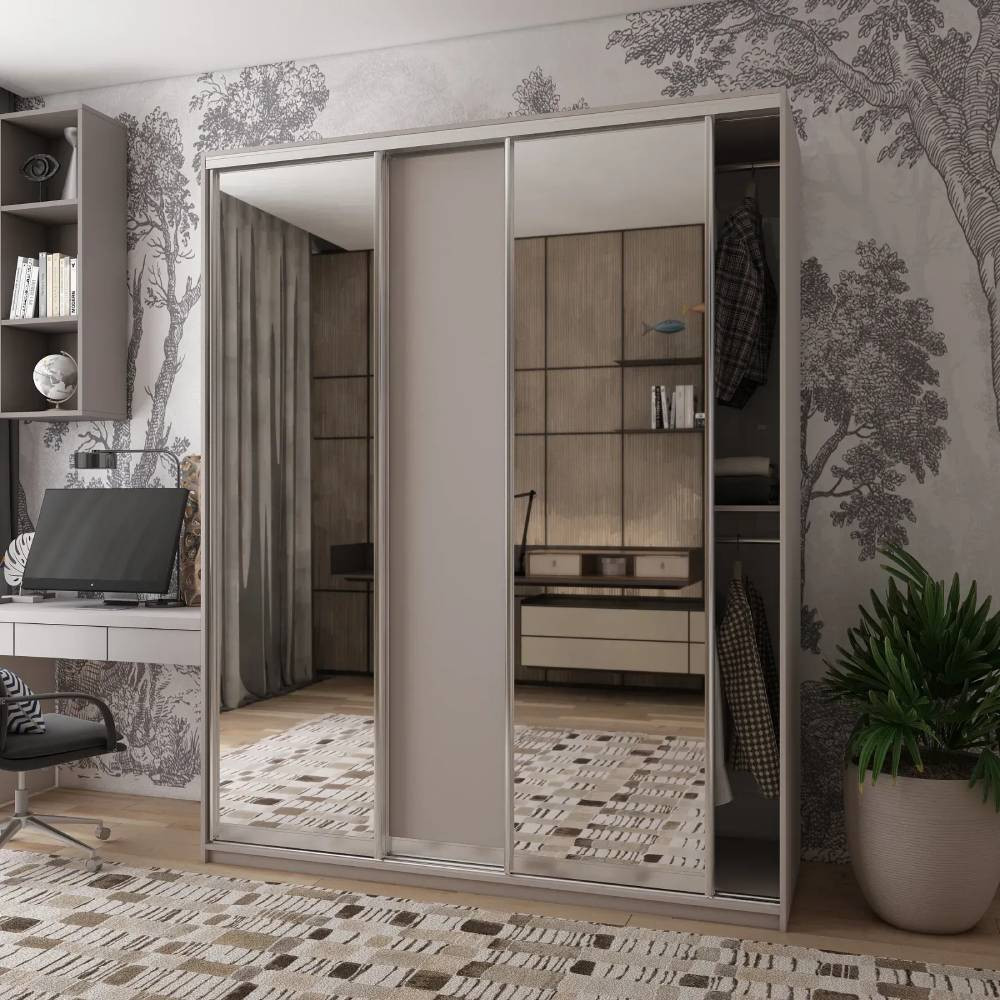 Шкаф-купе Doros Сити Лайт Кашемир 1 ДСП/2 зеркала 180х60х225 (80736368) Днепр - изображение 1