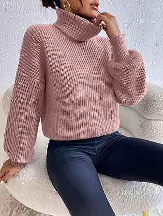 Стильный женский свитер с высоким воротником под горло Акрил+шерсть Пудра Одесса