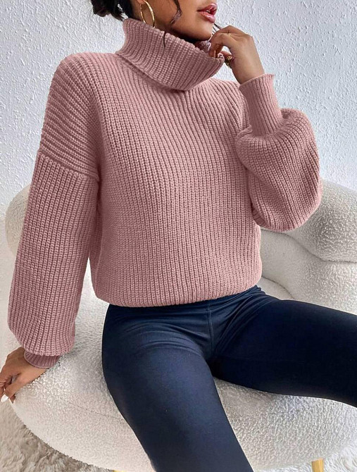Стильный женский свитер с высоким воротником под горло Акрил+шерсть Пудра Одесса - изображение 1