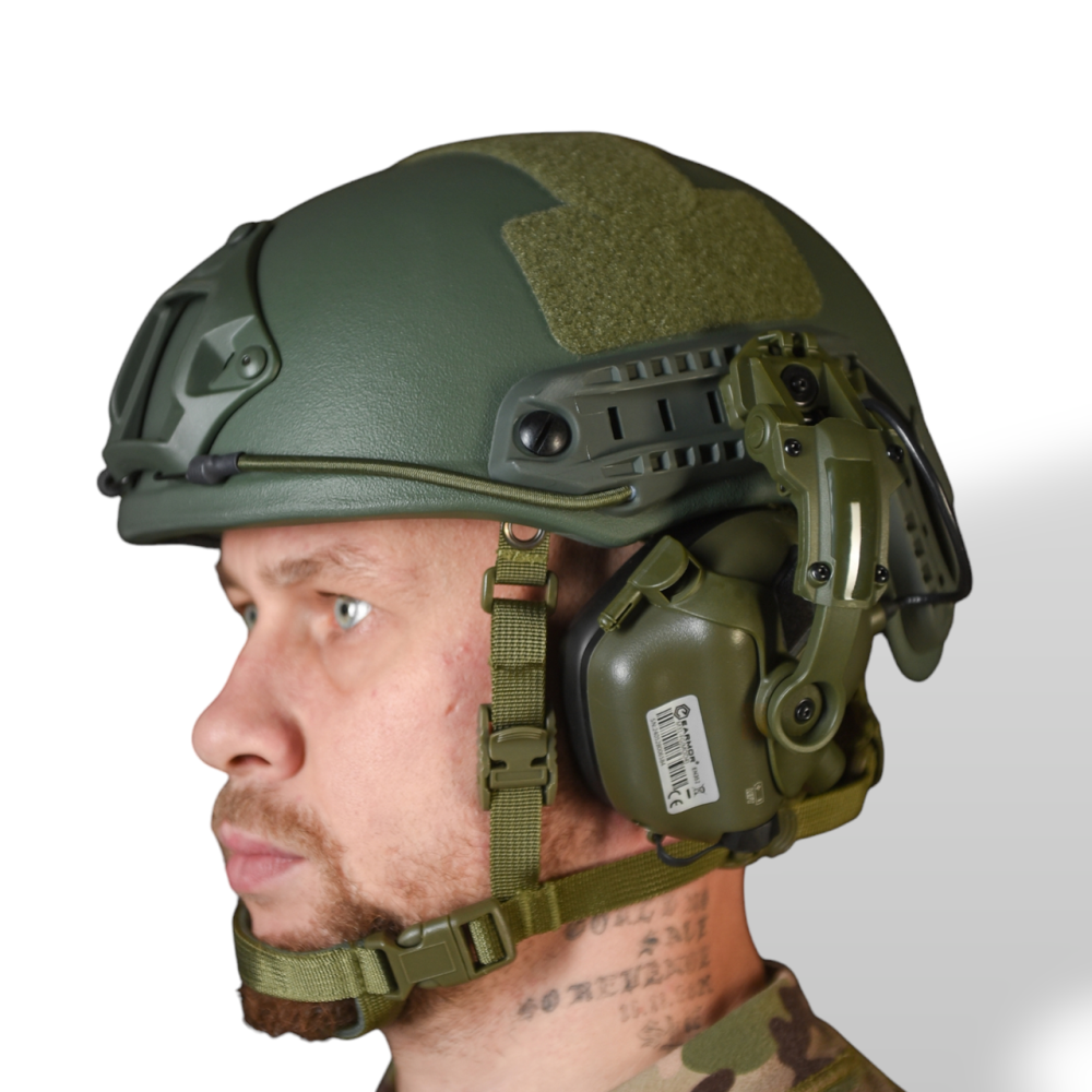 Шлем в сборе с навушниками + чеберашка олива Одесса - изображение 7