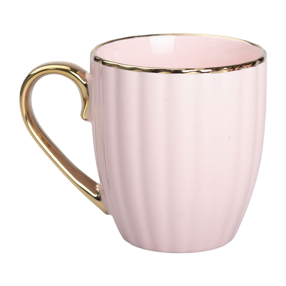 Чашка порцелянова із золотим обідком і золотою ручкою 420 (мл) Рожева RX-N240629P Коломия - фото 5