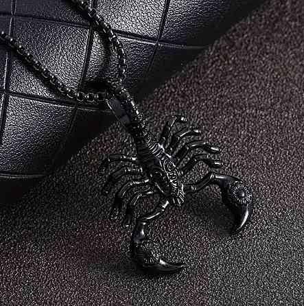 Підвіска скорпіон на ланцюжку чоловіча, кулон знак зодіаку Скорпіон, чорний метал Київ