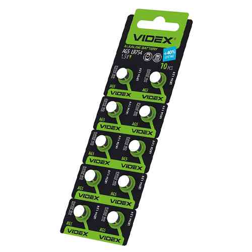 Батарейка таблетка Videx AG5 LR754 LR48 1.5В алкалінові 10шт, батарейки для годинників, іграшок, пультів Київ