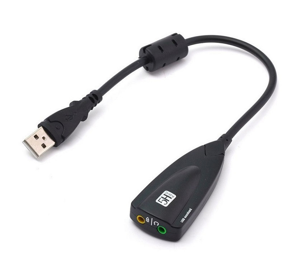 Звукова карта USB AUX jack, 2*TRS (Mic + Ear)  Virtual 7.1 Channel, C-Media, кабель 25 см, чорна Винница - изображение 1