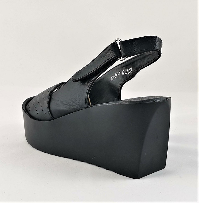 Жіночі Сандалі Босоножки на Танкетці Платформа Чорні Літні (розміри: 37,39) - 24-1 Дніпро - фото 7