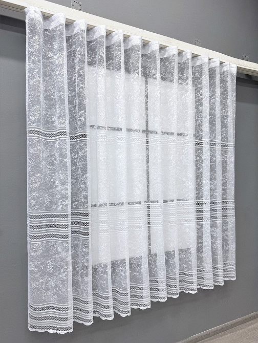 Тюль жаккард VR-Textil № 1602т Арка на кухню цвет белый 400х160 см (53-0121) Киев - изображение 1