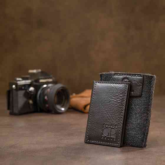 Кожаная небольшая визитница GRANDE PELLE 11501 Черный Киев