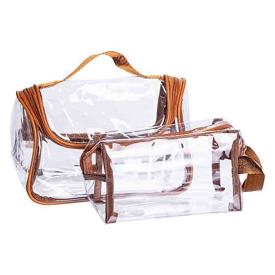 Набір прозорих жіночих косметичок для дому 2 (шт) Коричневий HP-16-3K Київ