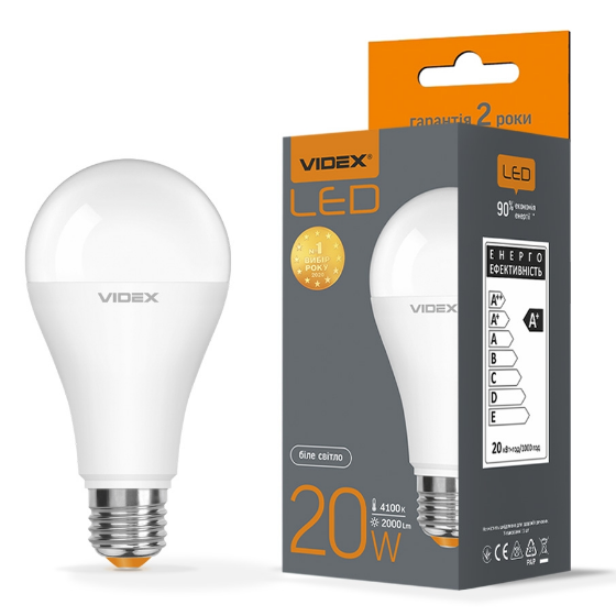 Лампа A65e 20W E27 4100 К 220V LED Videx Житомир