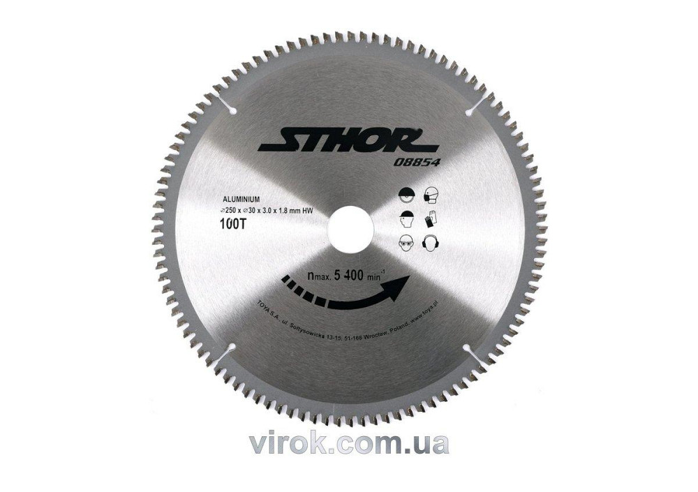 Диск пильний для алюмінію STHOR. Ø= 250/30 мм, h= 3 мм, 100 зубів [10/20] Одесса - изображение 1