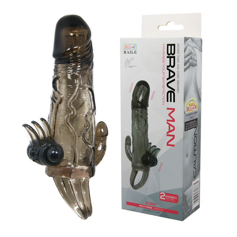 Насадка на член - Brave Man Vibrating Penis Sleeve Black Sex Aura Київ - фото 1