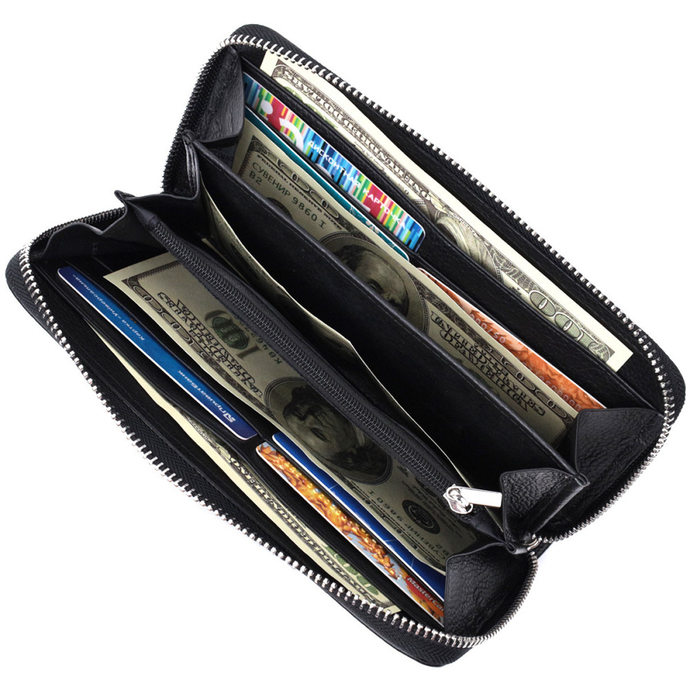 Красивый клатч унисекс на одно отделение из натуральной кожи Черный (ST Leather) Киев - изображение 2