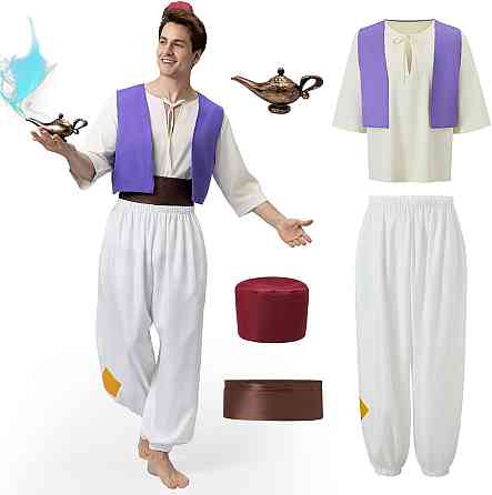 Костюм Аладдін Prince Ali біло-золотистий арабський жилет штани сорочка капелюх лампа карнавальний Київ