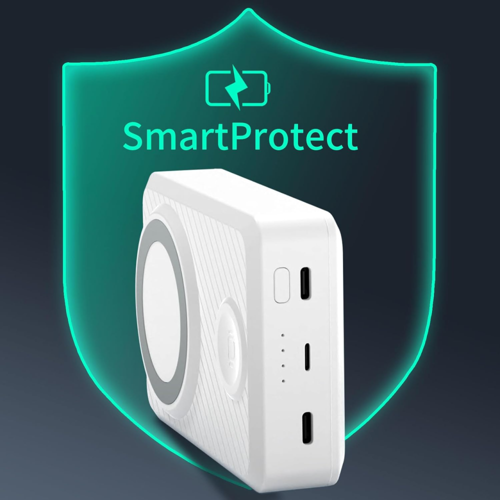 Повербанк LIMETA PB50 DW 15000 мАг MagSafe PD 36W з бездротовою зарядкою для iPhone та Apple Watch, Bluetooth, USB-C, білий Київ - фото 19