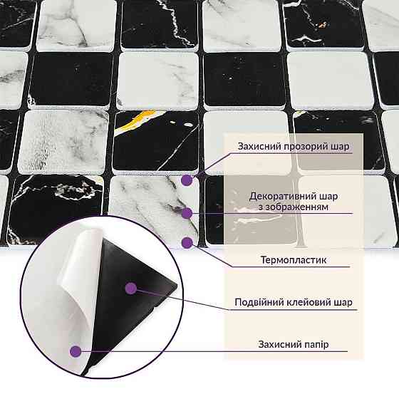 Самоклеюча PET мозаїка 300х300х4мм SW-00002448 Київ