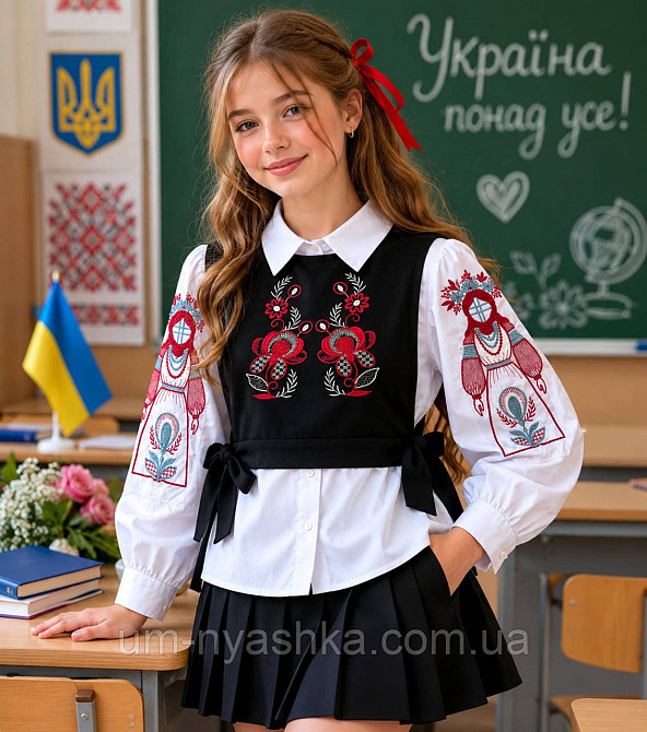 Біла сорочка + жилетка з вишивкою 122-140 Кривий Ріг - фото 4