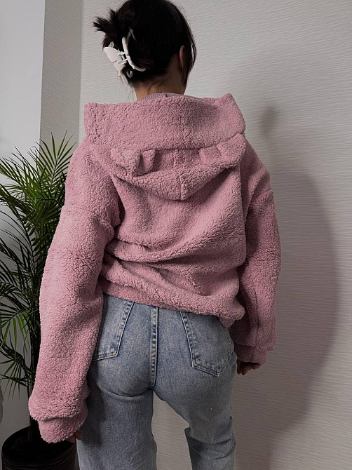 Женская теплая плюшевая худи с ушками турецкий мягкий мех Пудра Одесса - изображение 8
