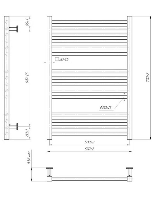 Водяна рушникосушарка Mario INOX Гера 770х530/500 Київ - фото 5