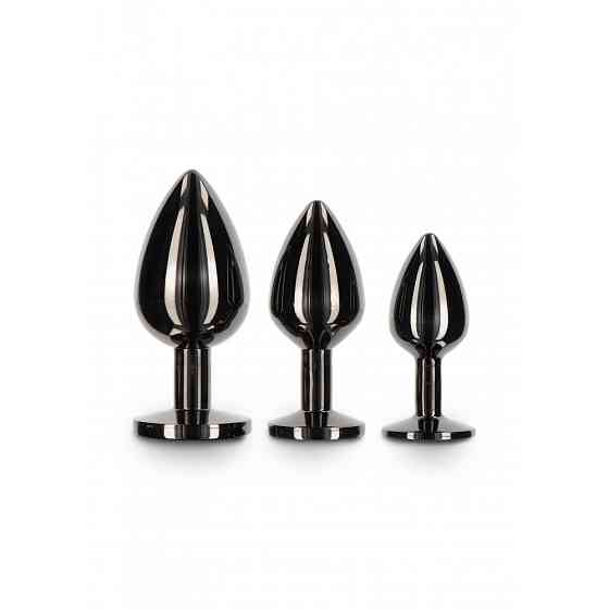 Анальная металлическая пробка M с черным камнем Butt Plug With Diamond Jewel Taboom Sex Aura Киев