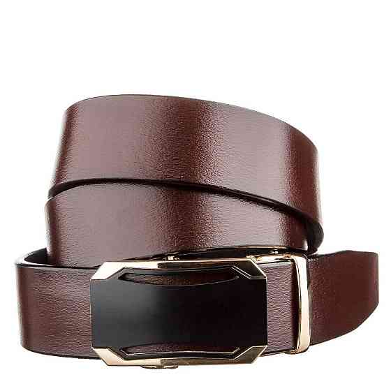 Діловий чоловічий ремінь з автоматичною пряжкою Vintage 20209 Коричневий Київ