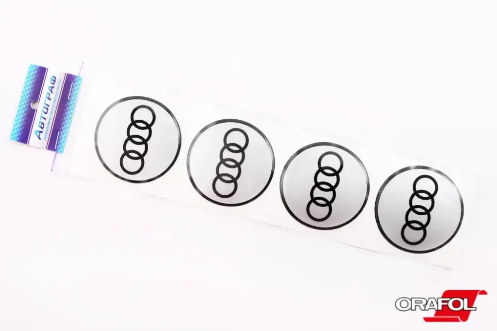 Наклейка на колпак 55мм силикон Audi серебр. Автограф (4 шт.) Винница - изображение 1